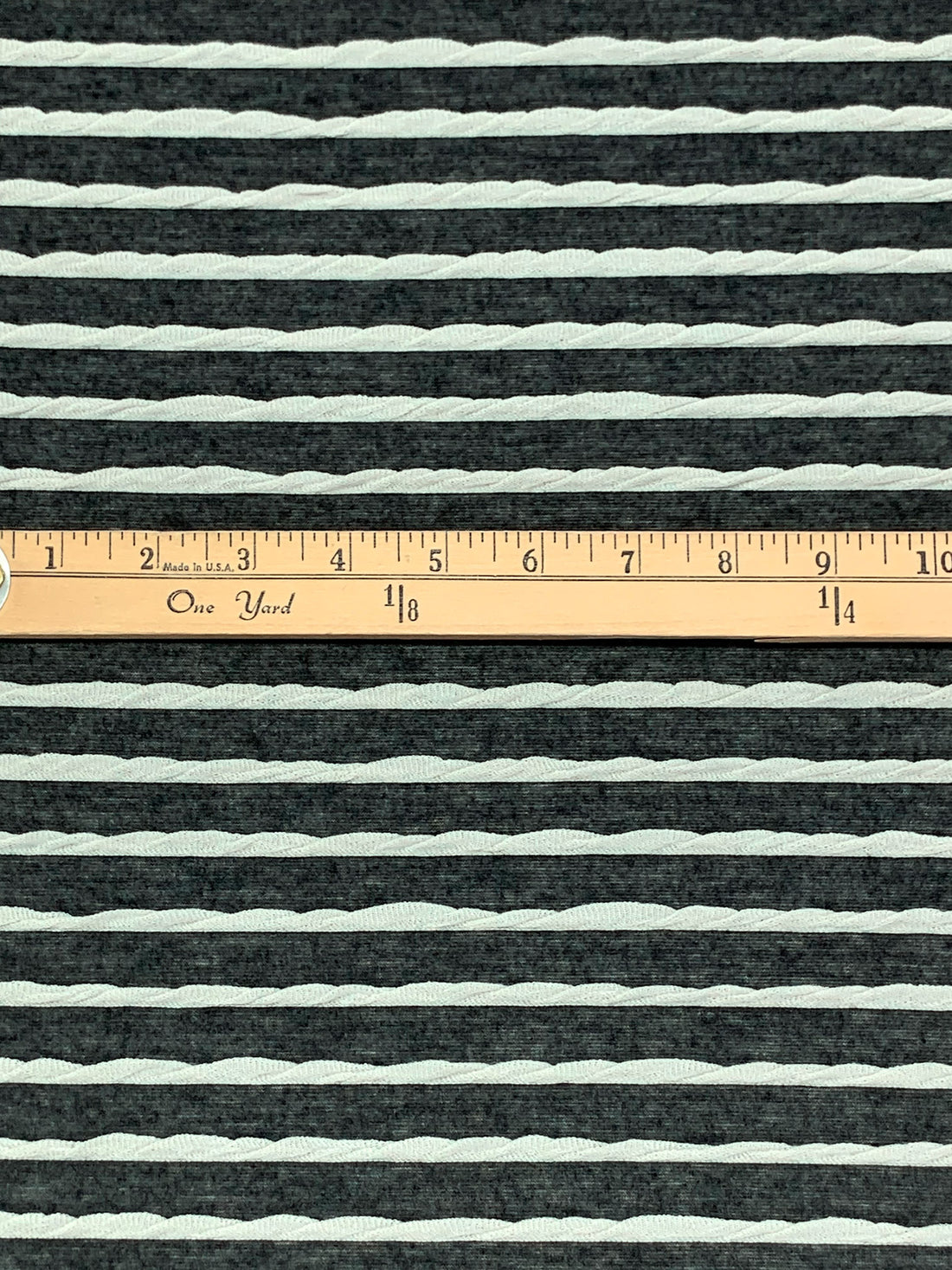 Heathered Dark Charcoal/Off-White Polyester/Rayon/Lycra Horizontal Small Ruffle Tissue Jersey Knit 56W