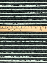 Heathered Dark Charcoal/Off-White Polyester/Rayon/Lycra Horizontal Small Ruffle Tissue Jersey Knit 56W