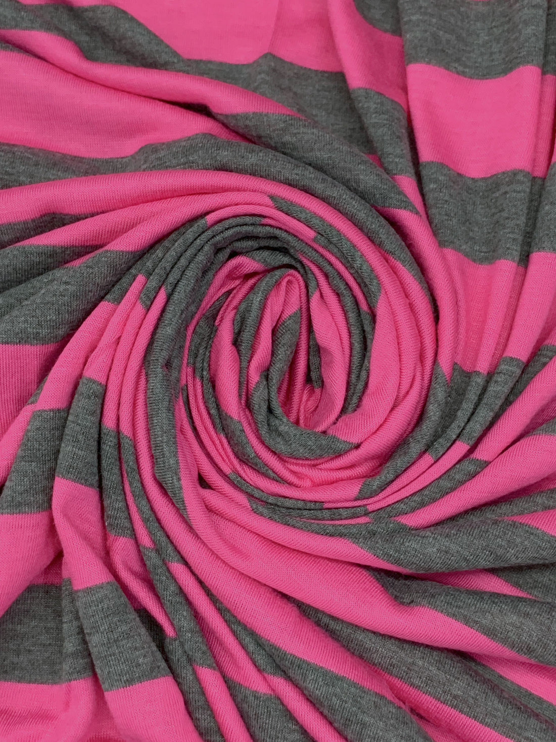 Fandango Pink/Heathered Quartz Polyester/Lycra Horizontal Stripe Jersey Knit 58W