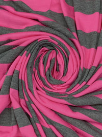 Fandango Pink/Heathered Quartz Polyester/Lycra Horizontal Stripe Jersey Knit 58W
