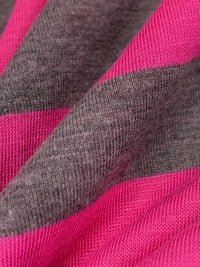 Fandango Pink/Heathered Quartz Polyester/Lycra Horizontal Stripe Jersey Knit 58W