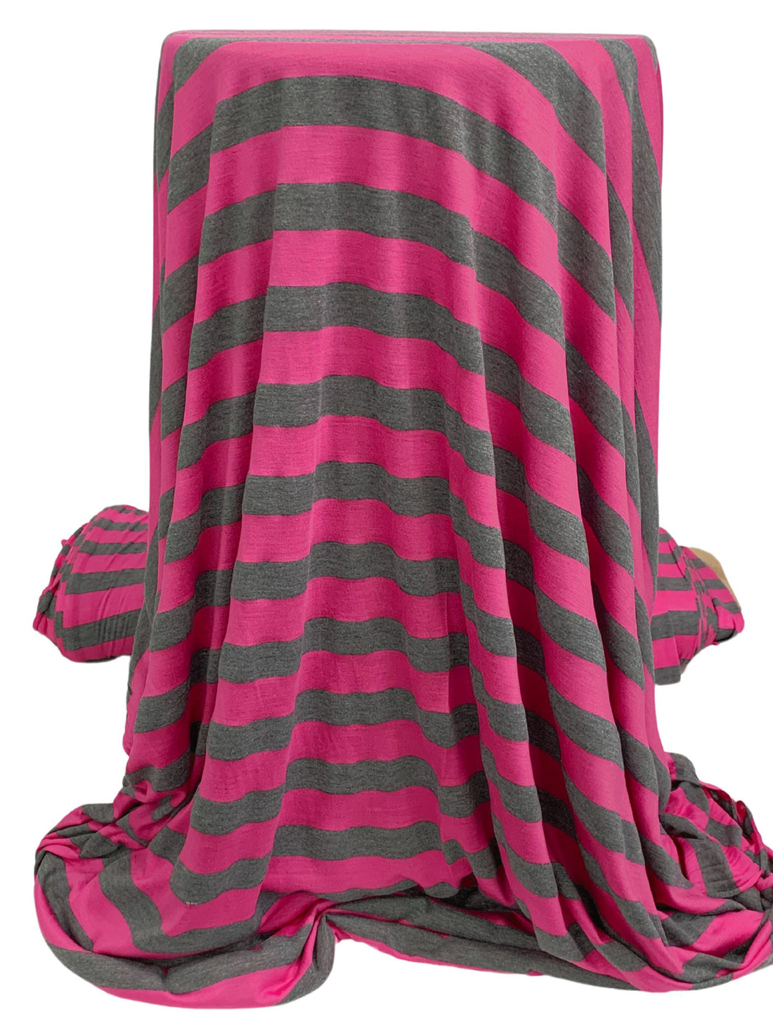 Fandango Pink/Heathered Quartz Polyester/Lycra Horizontal Stripe Jersey Knit 58W
