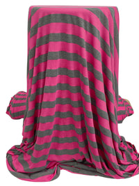 Fandango Pink/Heathered Quartz Polyester/Lycra Horizontal Stripe Jersey Knit 58W