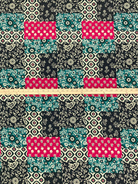 Raspberry/Pine Green/Muted Cream/Multi 100% Polyester Multi-Floral Print Crepe de Chine 58W