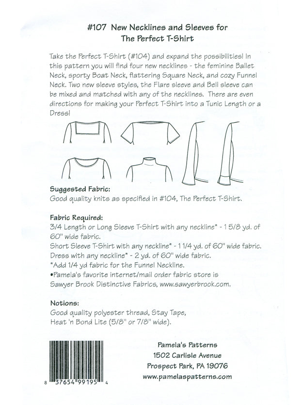 Pamela's Patterns - New Necklines & Sleeves for The Perfect T-Shirt #107