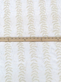 Ivory/Soft Pearl 100% Silk Vertical Beaded Floral Stripe Dupioni 41W
