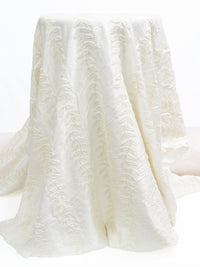 Ivory/Soft Pearl 100% Silk Vertical Beaded Floral Stripe Dupioni 41W