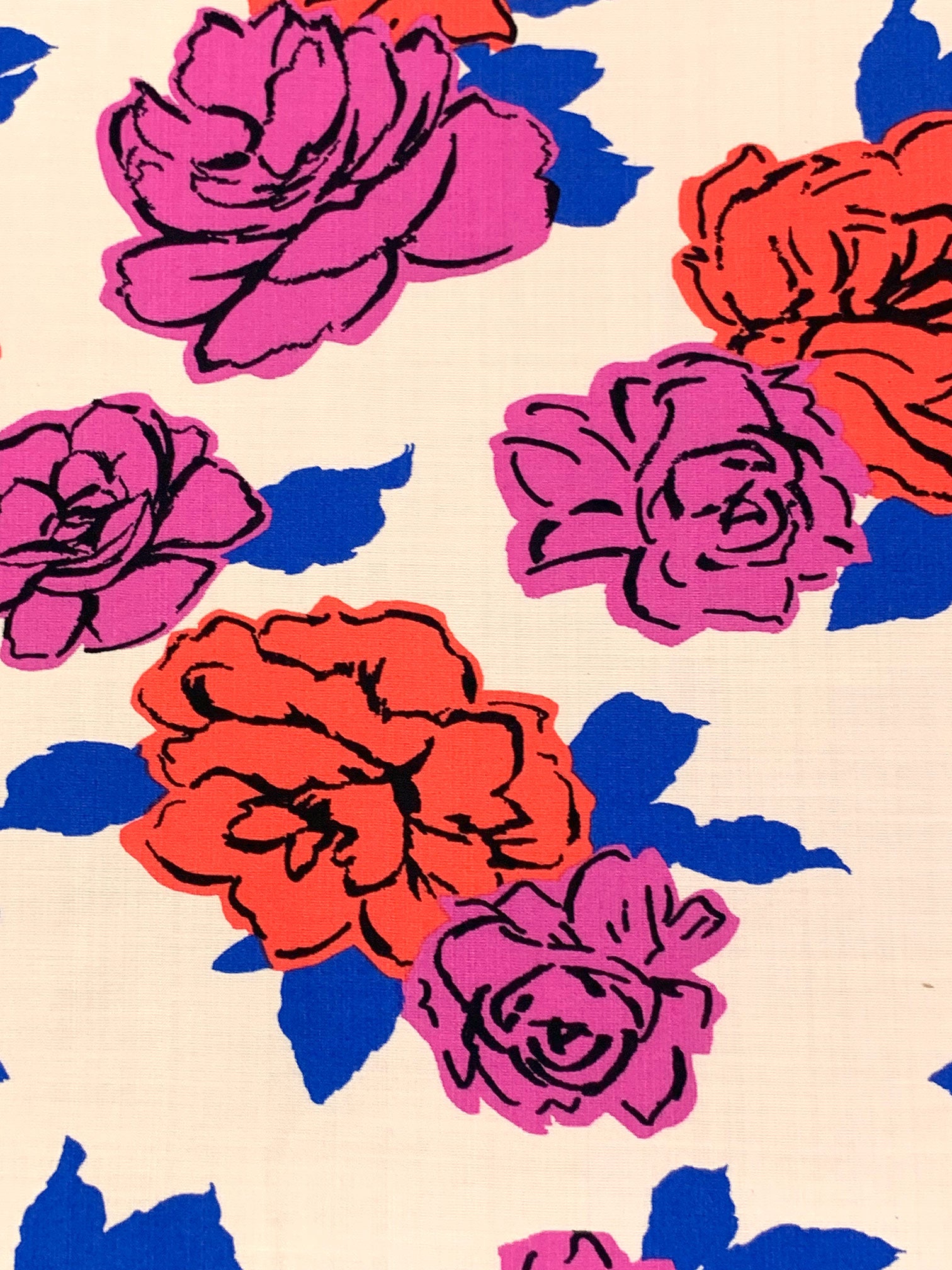 Antique Off-White/Wild Orchid/Sunset Orange Rayon/Nylon Floral