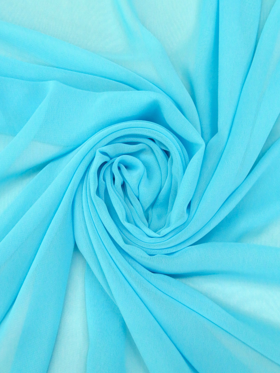 Medium Sky Blue 100% Polyester Chiffon - NY Designer - 58W