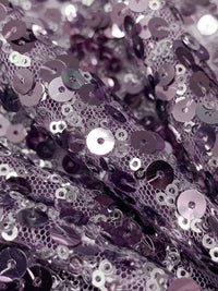 Glossy Lavender 100% Polyester Sequins On Netting 48W