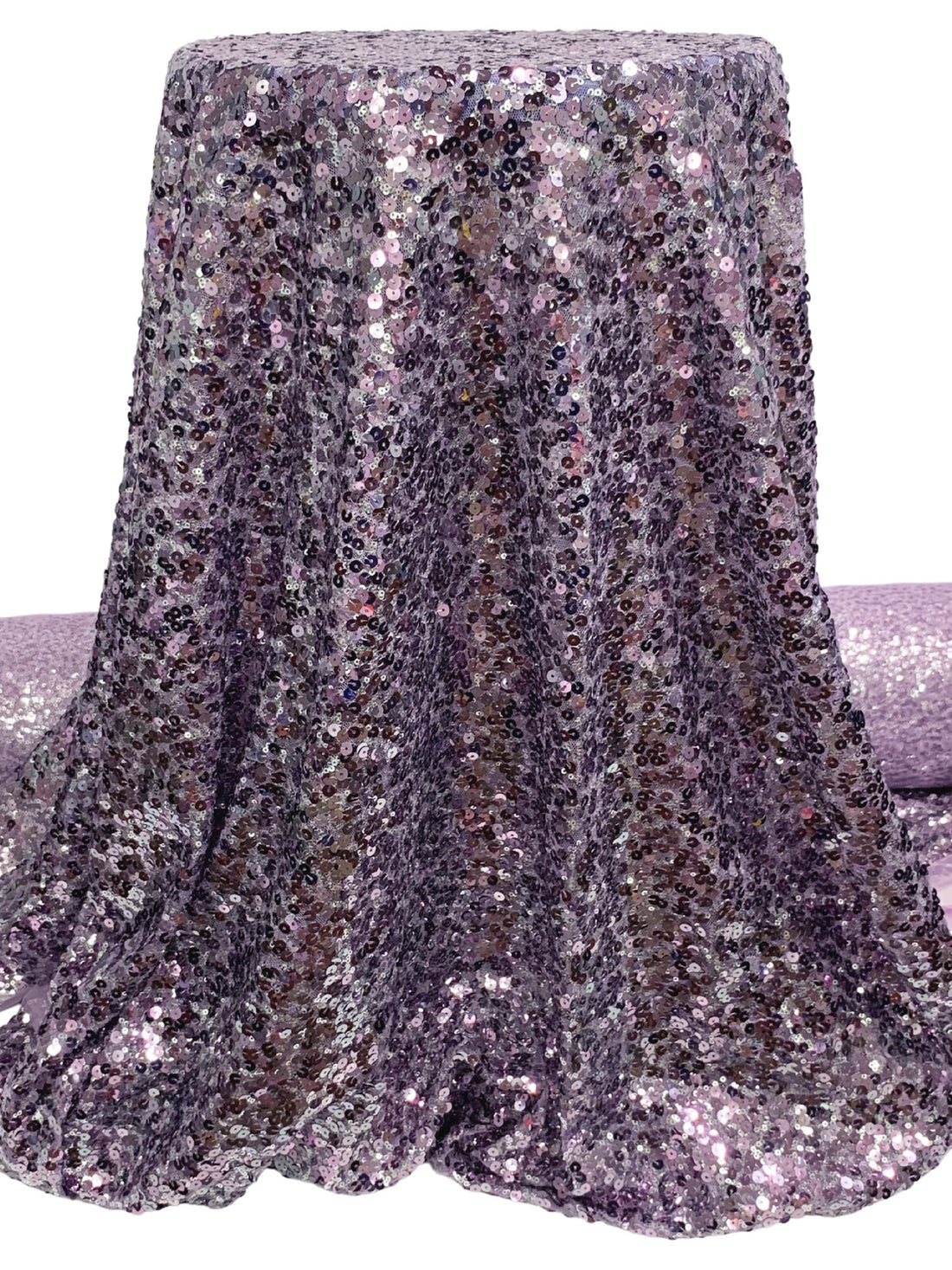 Glossy Lavender 100% Polyester Sequins On Netting 48W