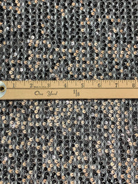 Black/Tan/Silver 100% Polyester Flip Sequins On Netting - NY Designer - 50W