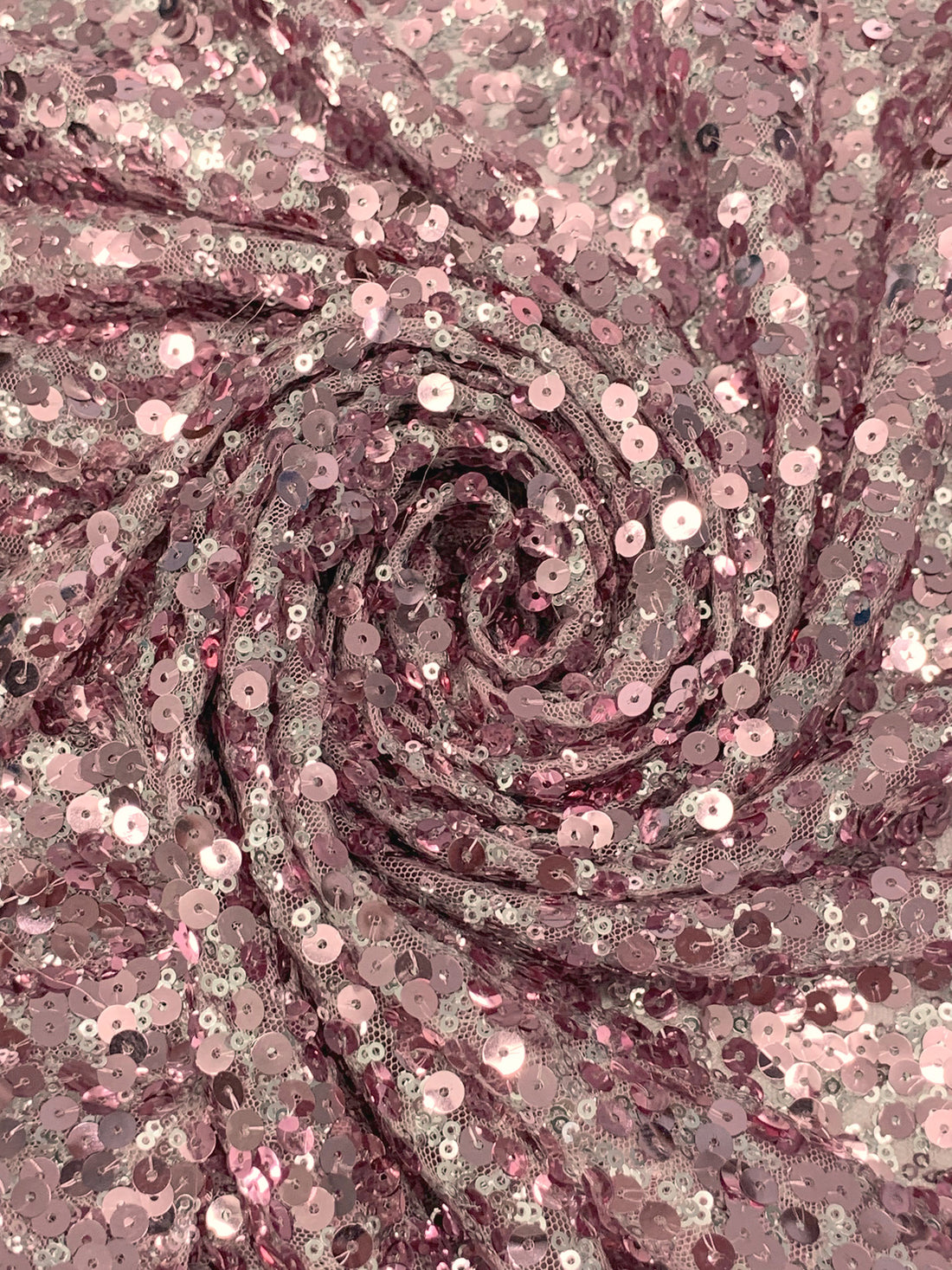 Dusty Pink/Silver 100% Polyester Sequins On Netting - NY Designer - 44W