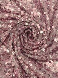 Dusty Pink/Silver 100% Polyester Sequins On Netting - NY Designer - 44W