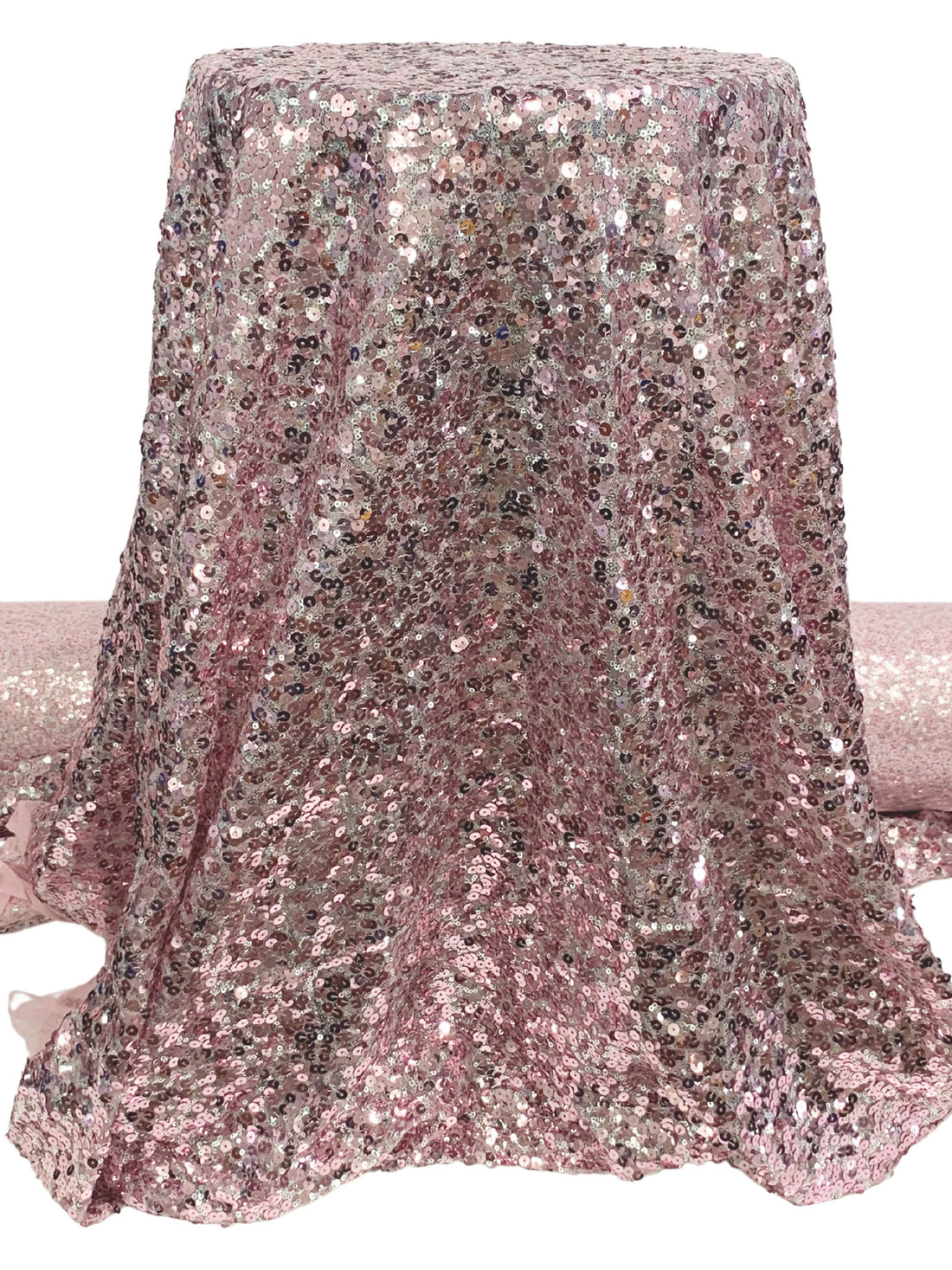 Dusty Pink/Silver 100% Polyester Sequins On Netting - NY Designer - 44W