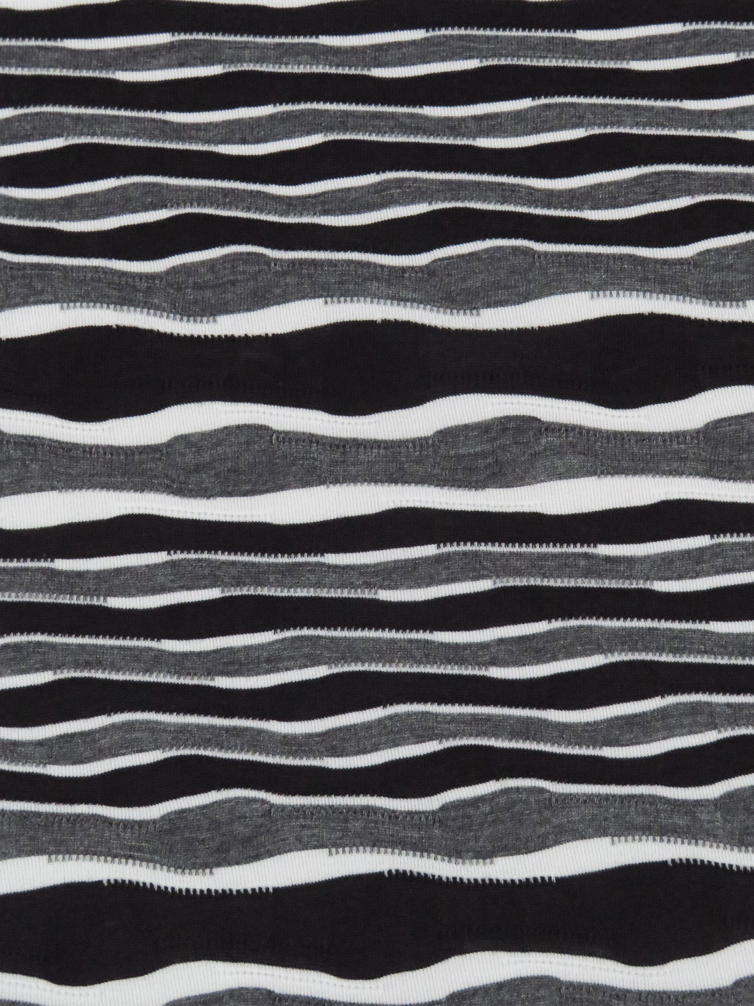 Black/Lava Gray/White Polyester/Rayon/Lycra Horizontal Wavy Stripe Knit - NY Designer - 50W