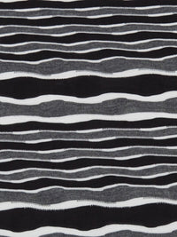 Black/Lava Gray/White Polyester/Rayon/Lycra Horizontal Wavy Stripe Knit - NY Designer - 50W