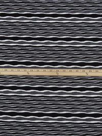 Black/Lava Gray/White Polyester/Rayon/Lycra Horizontal Wavy Stripe Knit - NY Designer - 50W