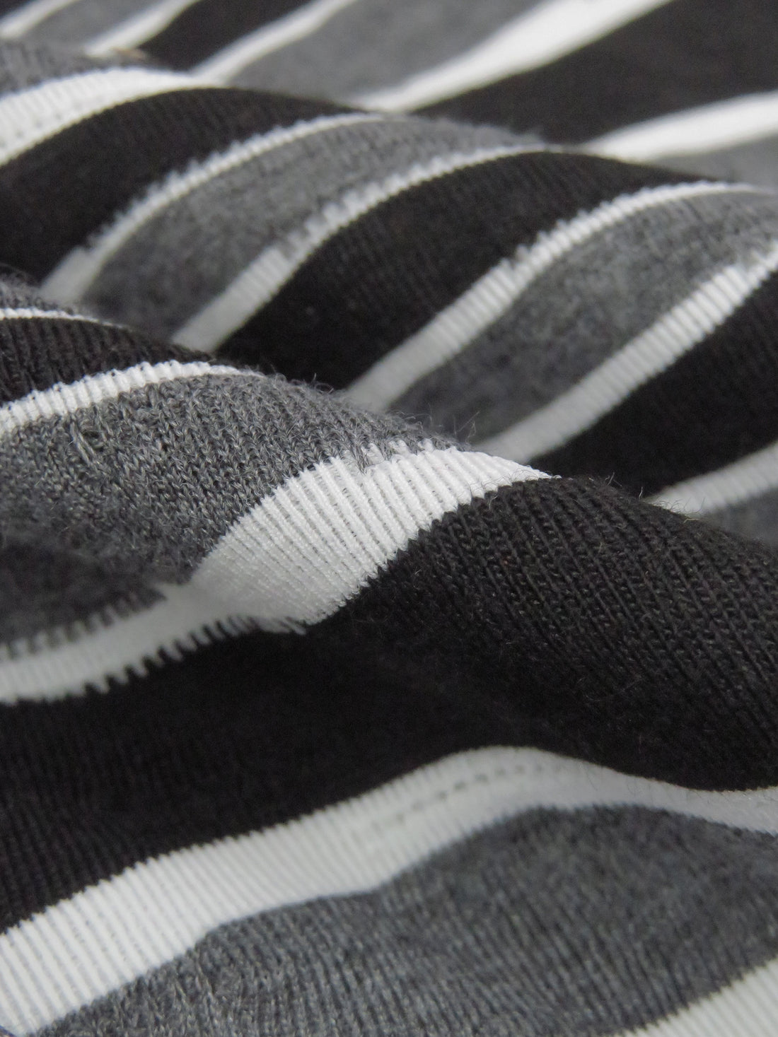 Black/Lava Gray/White Polyester/Rayon/Lycra Horizontal Wavy Stripe Knit - NY Designer - 50W