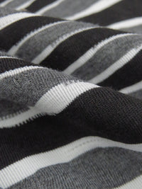 Black/Lava Gray/White Polyester/Rayon/Lycra Horizontal Wavy Stripe Knit - NY Designer - 50W
