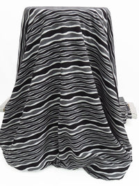 Black/Lava Gray/White Polyester/Rayon/Lycra Horizontal Wavy Stripe Knit - NY Designer - 50W