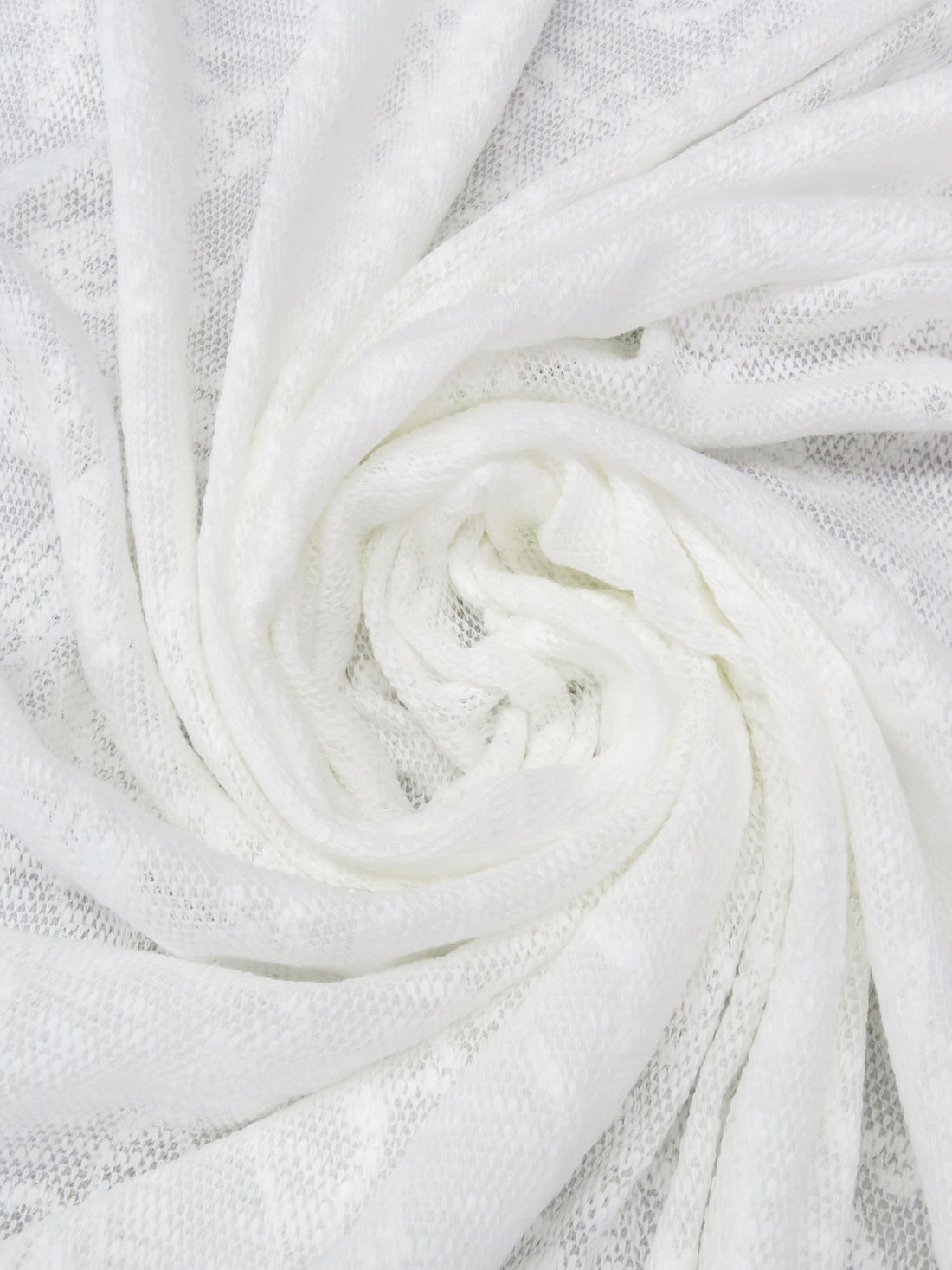 Daisy White Cotton/Polyester Floral Jacquard Sheer Sweater Knit - Imported From Italy - 40W