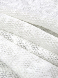 Daisy White Cotton/Polyester Floral Jacquard Sheer Sweater Knit - Imported From Italy - 40W