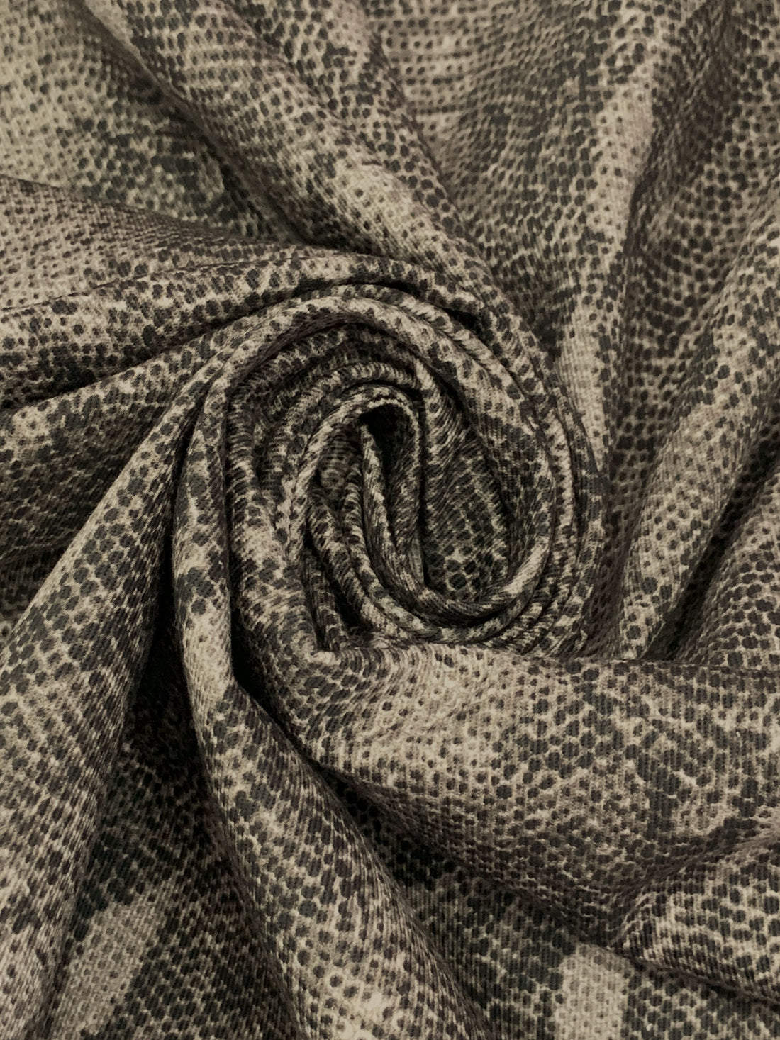Taupe/Black Cotton/Lycra Snakeskin-Look Print Stretch Twill - Imported From Italy - 56W