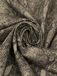 Taupe/Black Cotton/Lycra Snakeskin-Look Print Stretch Twill - Imported From Italy - 56W