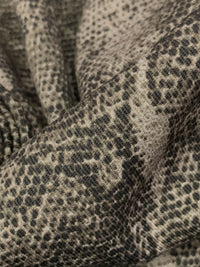 Taupe/Black Cotton/Lycra Snakeskin-Look Print Stretch Twill - Imported From Italy - 56W