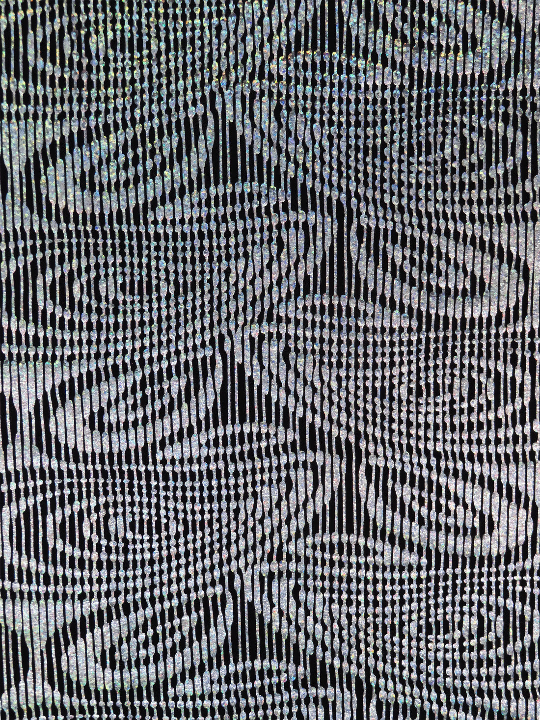 Silver/Black/Multi Nylon/Lycra Trippy Ripple Holographic Foil Print Swim/Activewear Knit 54W