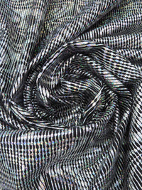 Silver/Black/Multi Nylon/Lycra Trippy Ripple Holographic Foil Print Swim/Activewear Knit 54W