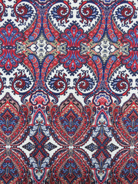 Deep Scarlet/Dark Cobalt/White/Multi Rayon/Lycra Ornate Paisley Print Jersey Knit 56W