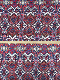 Deep Scarlet/Dark Cobalt/White/Multi Rayon/Lycra Ornate Paisley Print Jersey Knit 56W