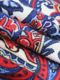 Deep Scarlet/Dark Cobalt/White/Multi Rayon/Lycra Ornate Paisley Print Jersey Knit 56W