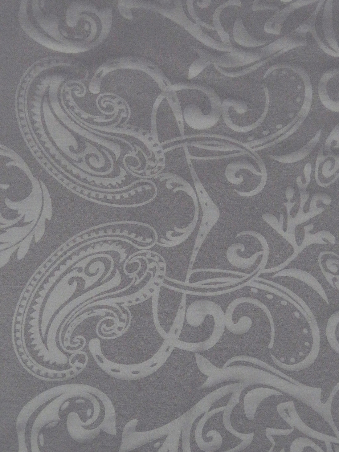 Steel Gray Rayon/Nylon/Lycra Ornate Paisley Tone-On-Tone Print Stretch Bengaline Suiting - NY Designer - 56W
