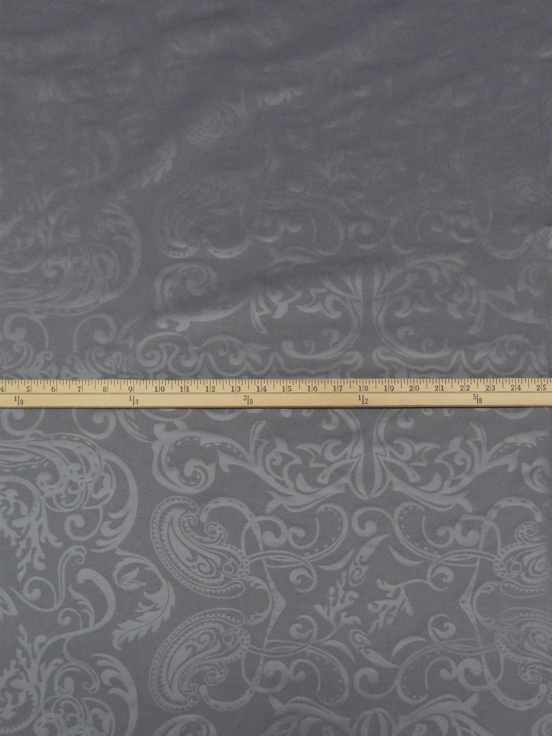 Steel Gray Rayon/Nylon/Lycra Ornate Paisley Tone-On-Tone Print Stretch Bengaline Suiting - NY Designer - 56W