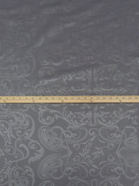 Steel Gray Rayon/Nylon/Lycra Ornate Paisley Tone-On-Tone Print Stretch Bengaline Suiting - NY Designer - 56W