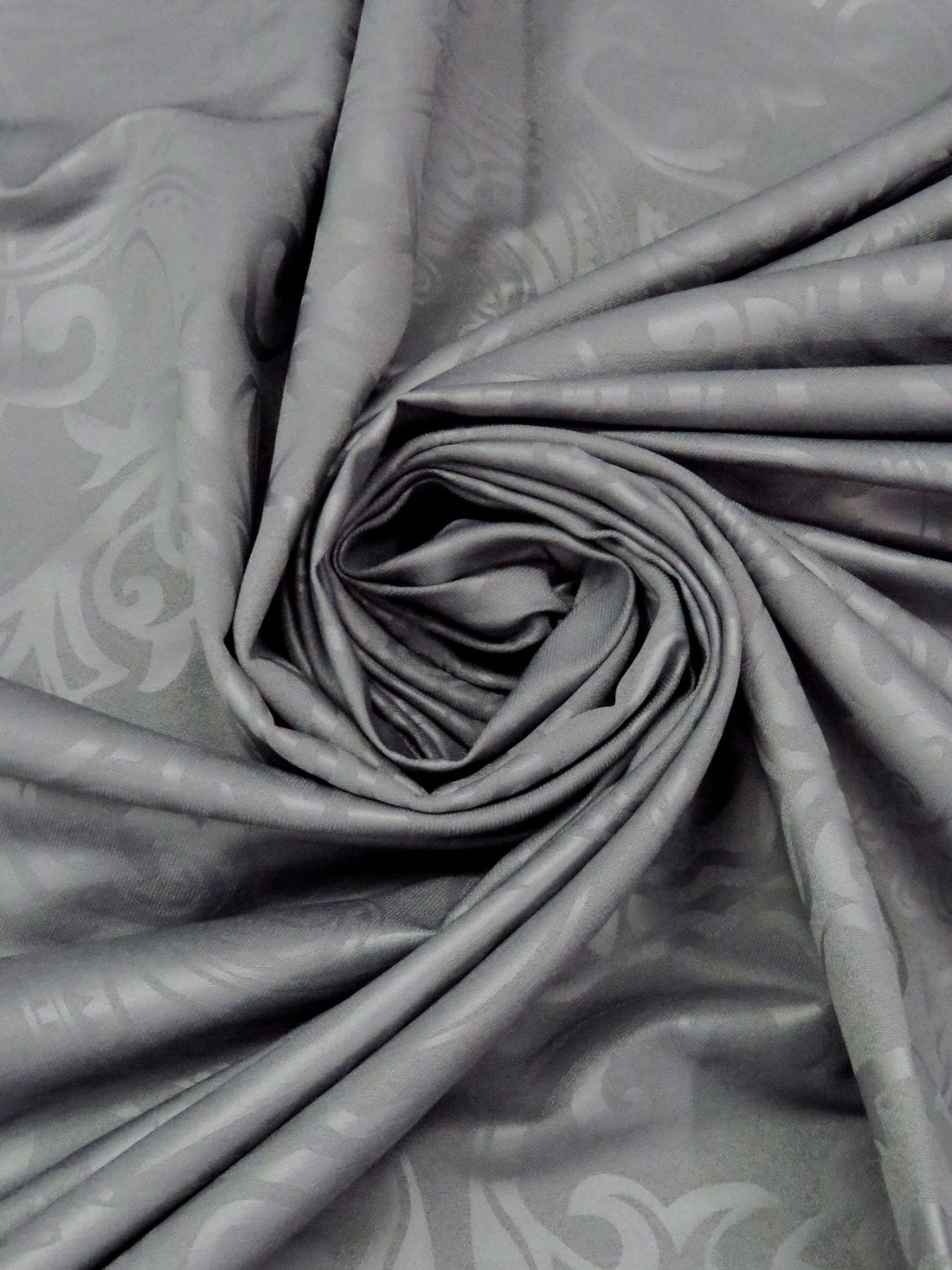 Steel Gray Rayon/Nylon/Lycra Ornate Paisley Tone-On-Tone Print Stretch Bengaline Suiting - NY Designer - 56W