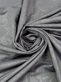 Steel Gray Rayon/Nylon/Lycra Ornate Paisley Tone-On-Tone Print Stretch Bengaline Suiting - NY Designer - 56W