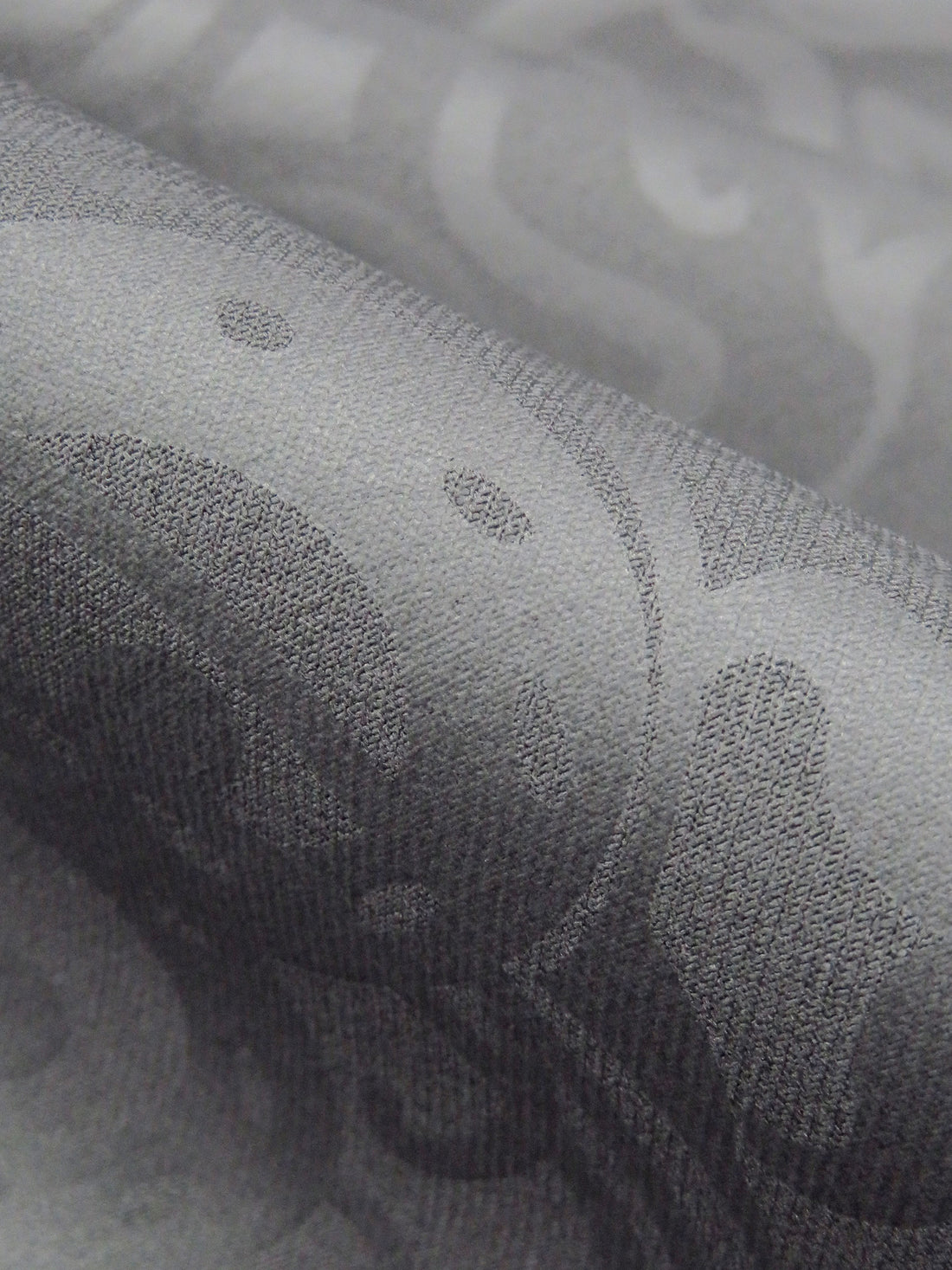 Steel Gray Rayon/Nylon/Lycra Ornate Paisley Tone-On-Tone Print Stretch Bengaline Suiting - NY Designer - 56W