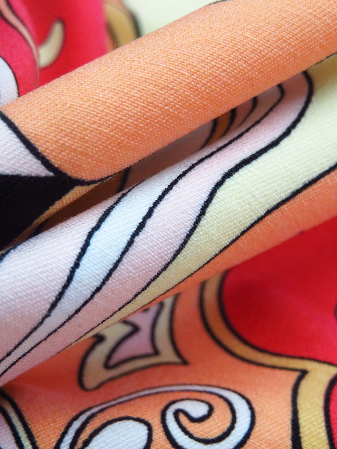 Imperial Red/Black/Pale Lemon/Multi Rayon/Nylon/Lycra Abstract Scrollwork Print Stretch Bengaline Suiting - NY Designer - 58W