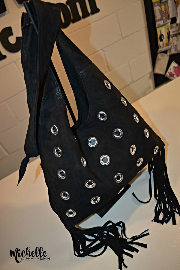 Made by a Fabricista: DIY Leather Suede Boho Shoulder Handbag