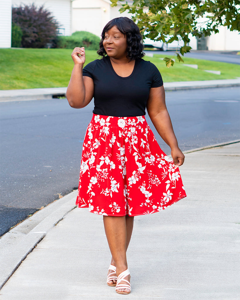 Made by a Fabricista: Crimson Red Flowy Gathered Skirt