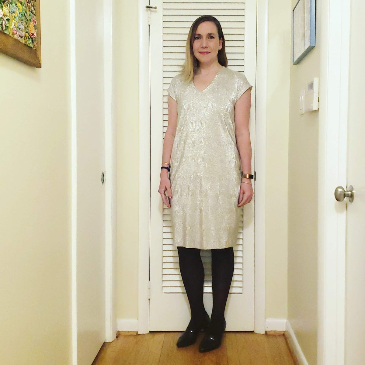 Made by a Fabricista: Crinkle Foil Knit True/Bias Lodo Dress