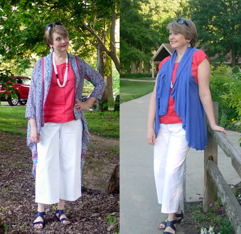 Made by a Fabricista:  Waterfall Chiffon Cardigan and a No-Sew Knit Cover Up