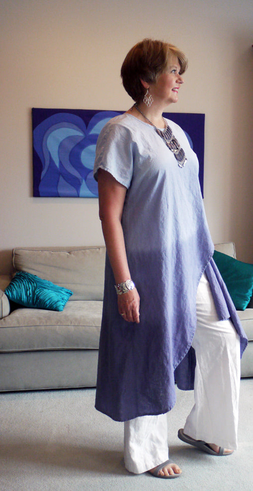 Made by a Fabricista:  Cool Blue Ombre Linen Tunic