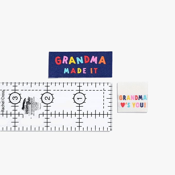 "Grandma Made It - Grandma Loves You!" Woven Clothing Labels by Kylie and the Machine - 6 labels per pack