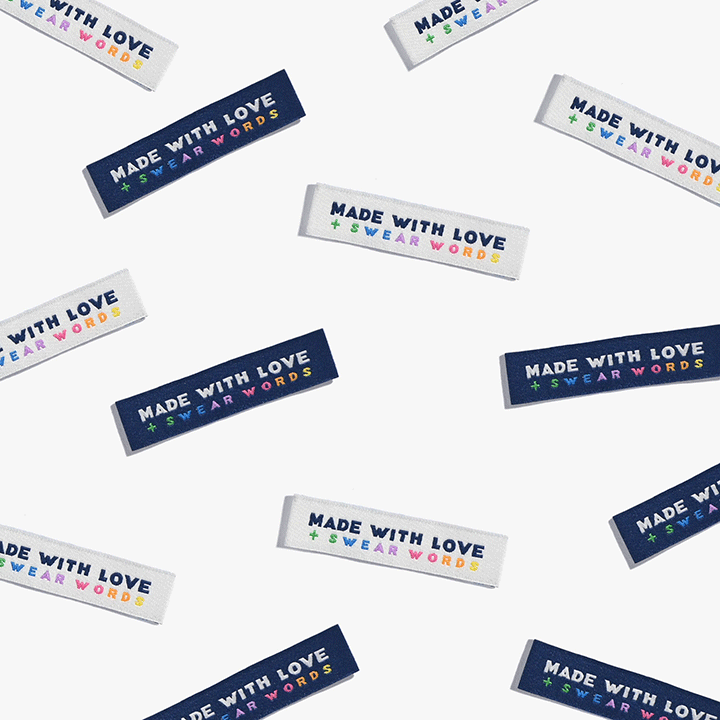 "Made with Love + Swear Words" Woven Clothing Labels by Kylie and the Machine - 6 labels per pack