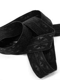 3/4" Black Branded Medallion Fold-Over Elastic - Corbeaux Clothing